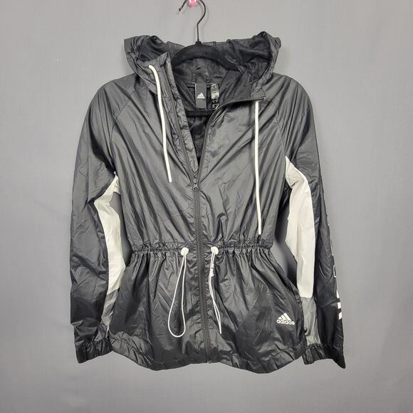 adidas Jackets & Blazers - Adidas Lightweight Hooded Windbreaker Running Jacket Black XS